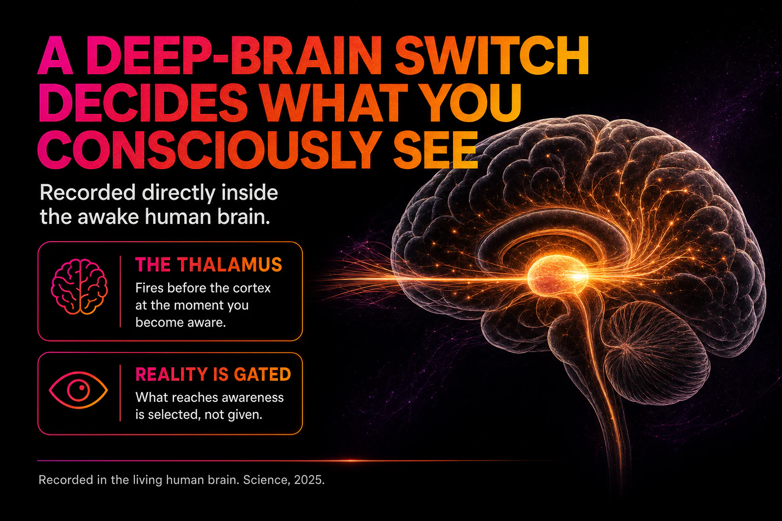 Deep-brain thalamic switch for conscious perception